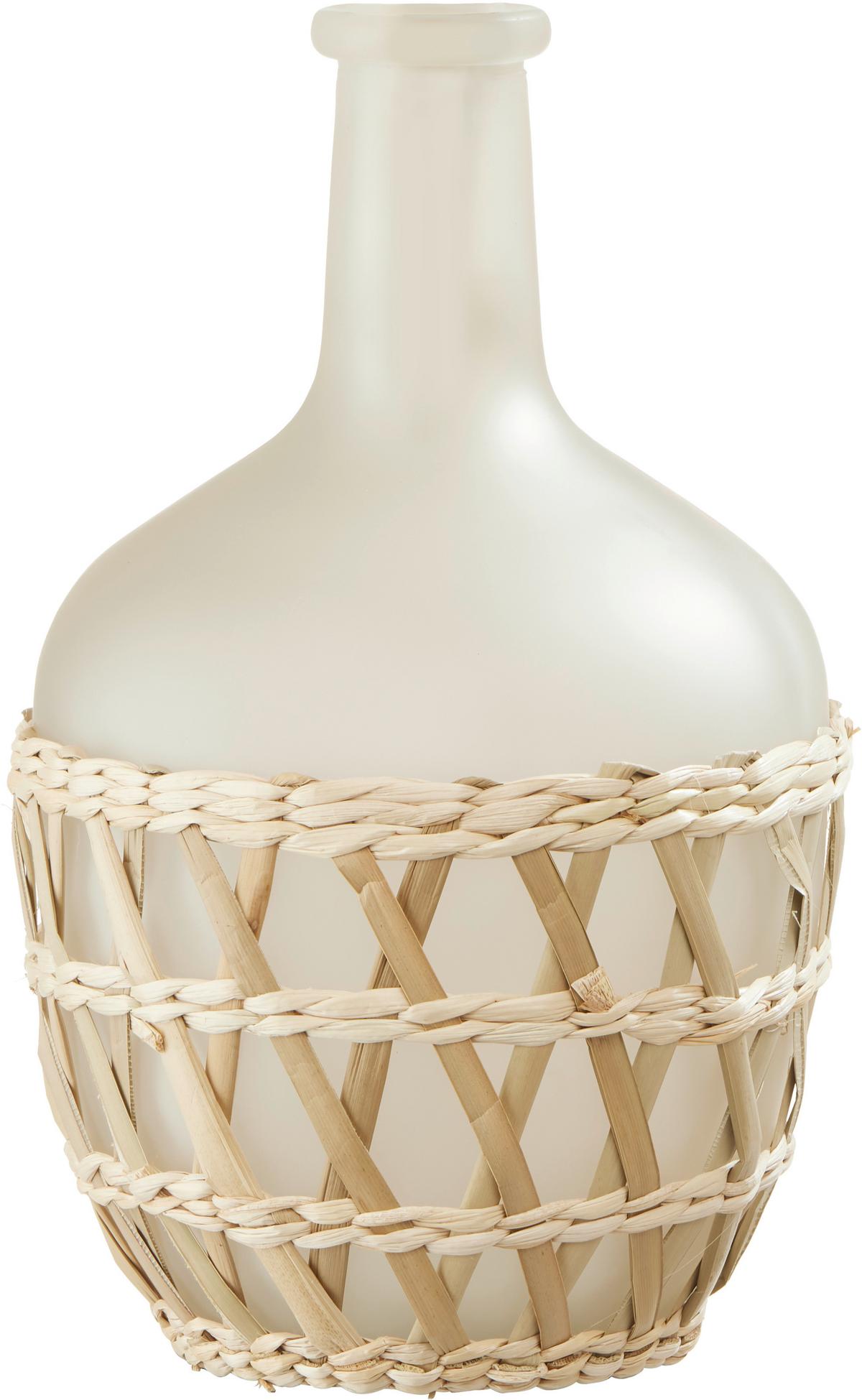 Vase Dust in Grau/Natur Ø ca. 20cm - Naturfarben/Grau, Glas/Naturmaterialien (20/30cm) - Modern Living