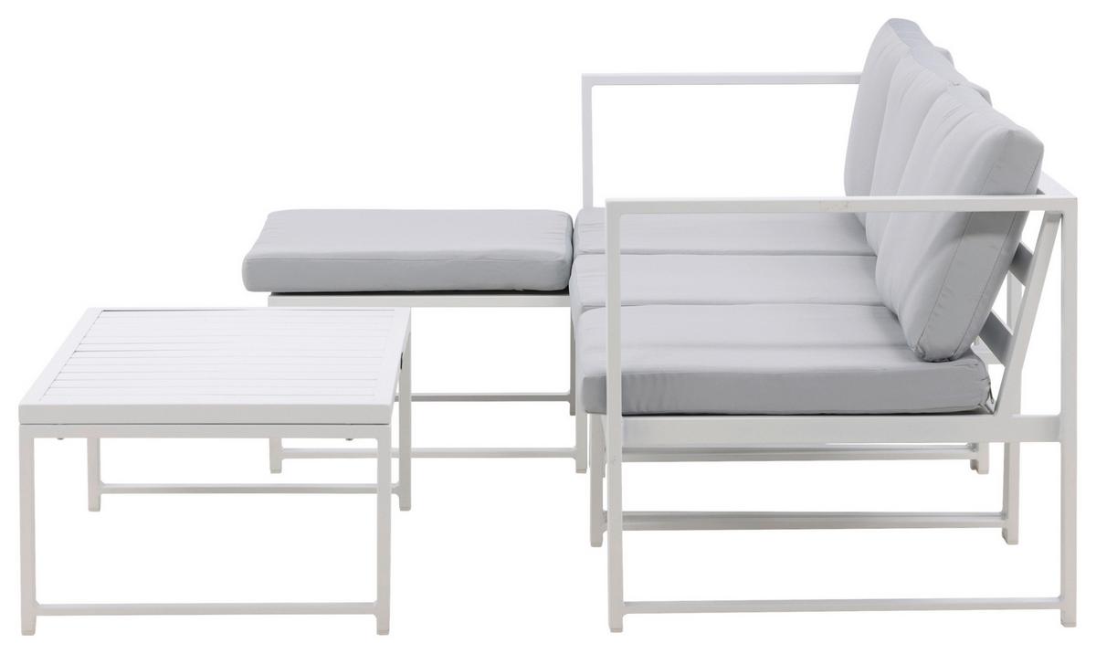 LOUNGEGARNITUR SALVADOR - Weiß/Grau, KONVENTIONELL, Textil/Metall - Gardenson