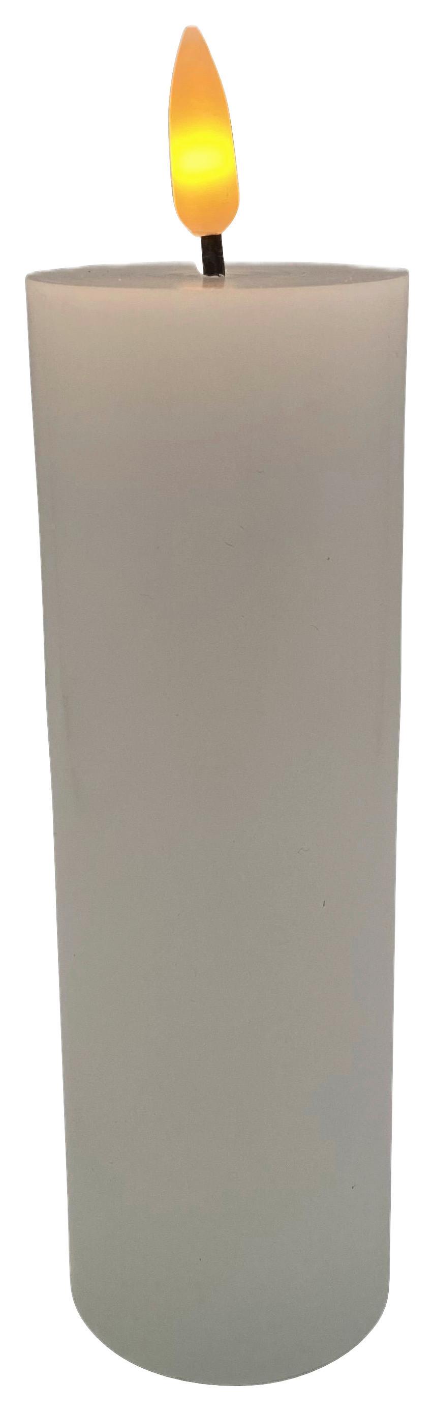 LED-Kerze Shiny in Weiß max. 0,06 Watt - Weiß, KONVENTIONELL, Naturmaterialien/Kunststoff (5/15cm) - Modern Living