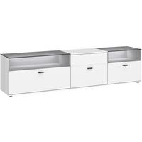 Comodă TV RION - alb, Modern, sticlă/material pe bază de lemn (210/53/50cm) - Modern Living