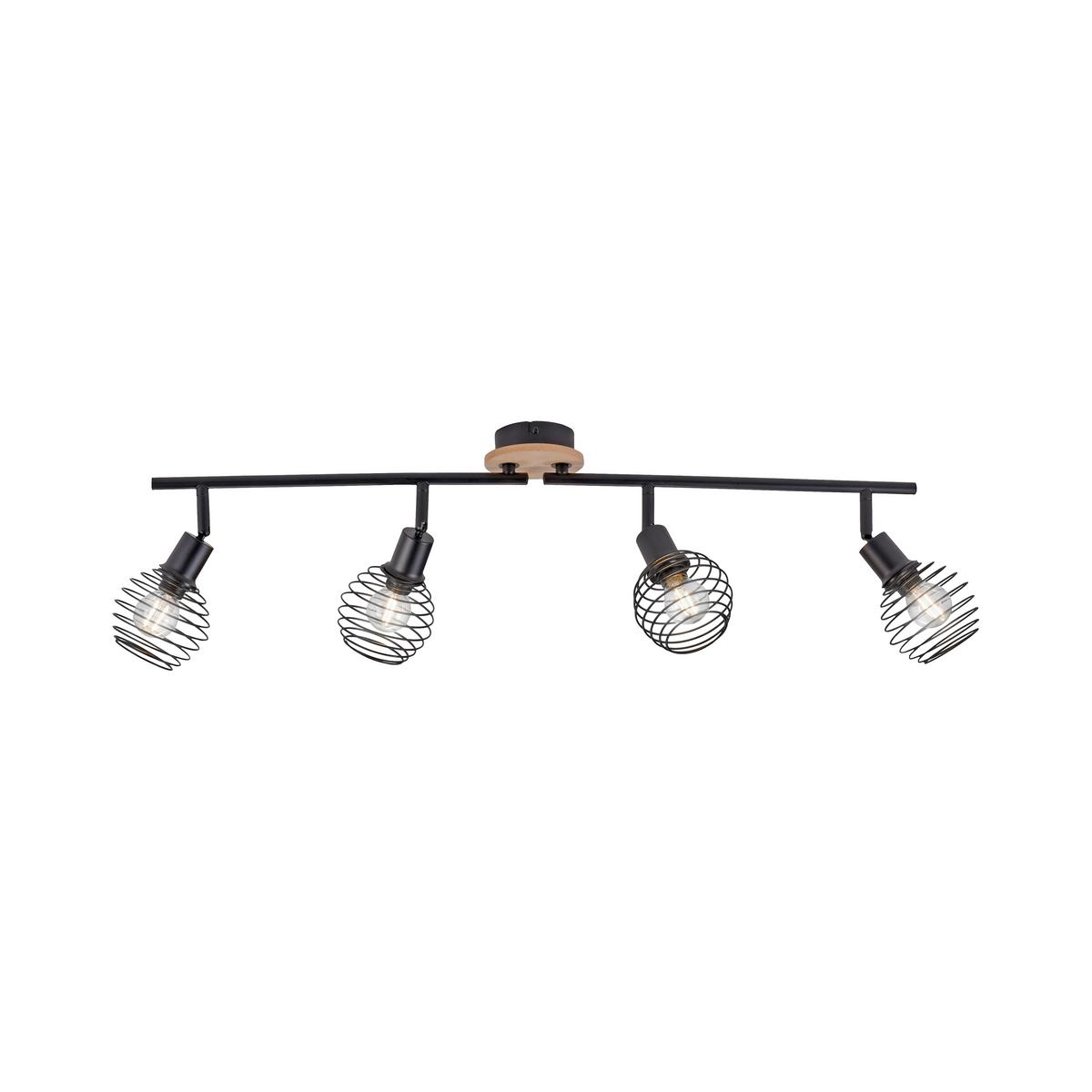 Deckenleuchte 15924-79 max. 40 Watt - Schwarz, Natur, Holz/Kunststoff (92/87/24cm)