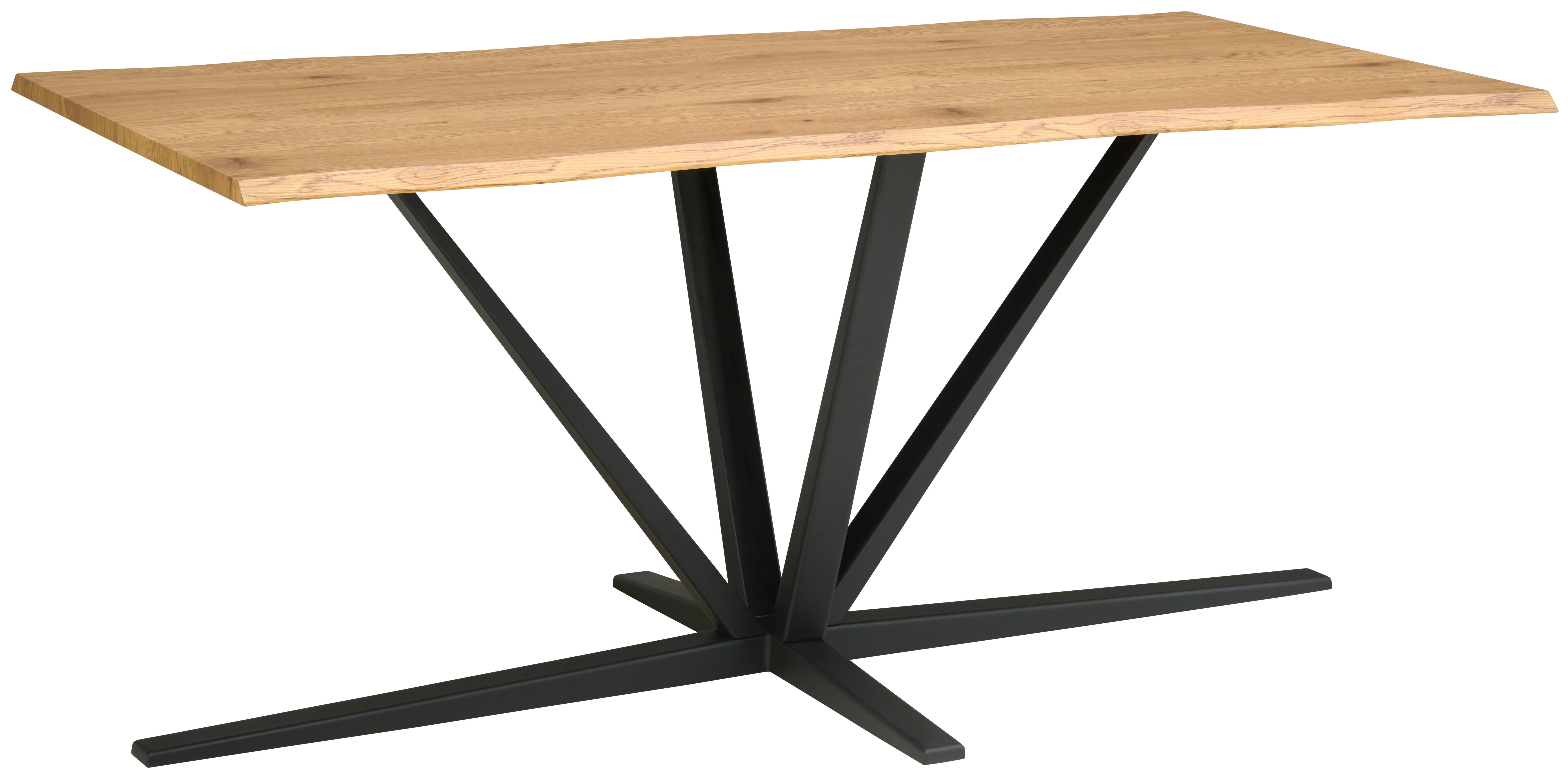 Jedilna Miza Pim, Barva Hrasta, 180x90 - črna/barve hrasta, Moderno, kovina/leseni material (180/76/90cm) - MID.YOU