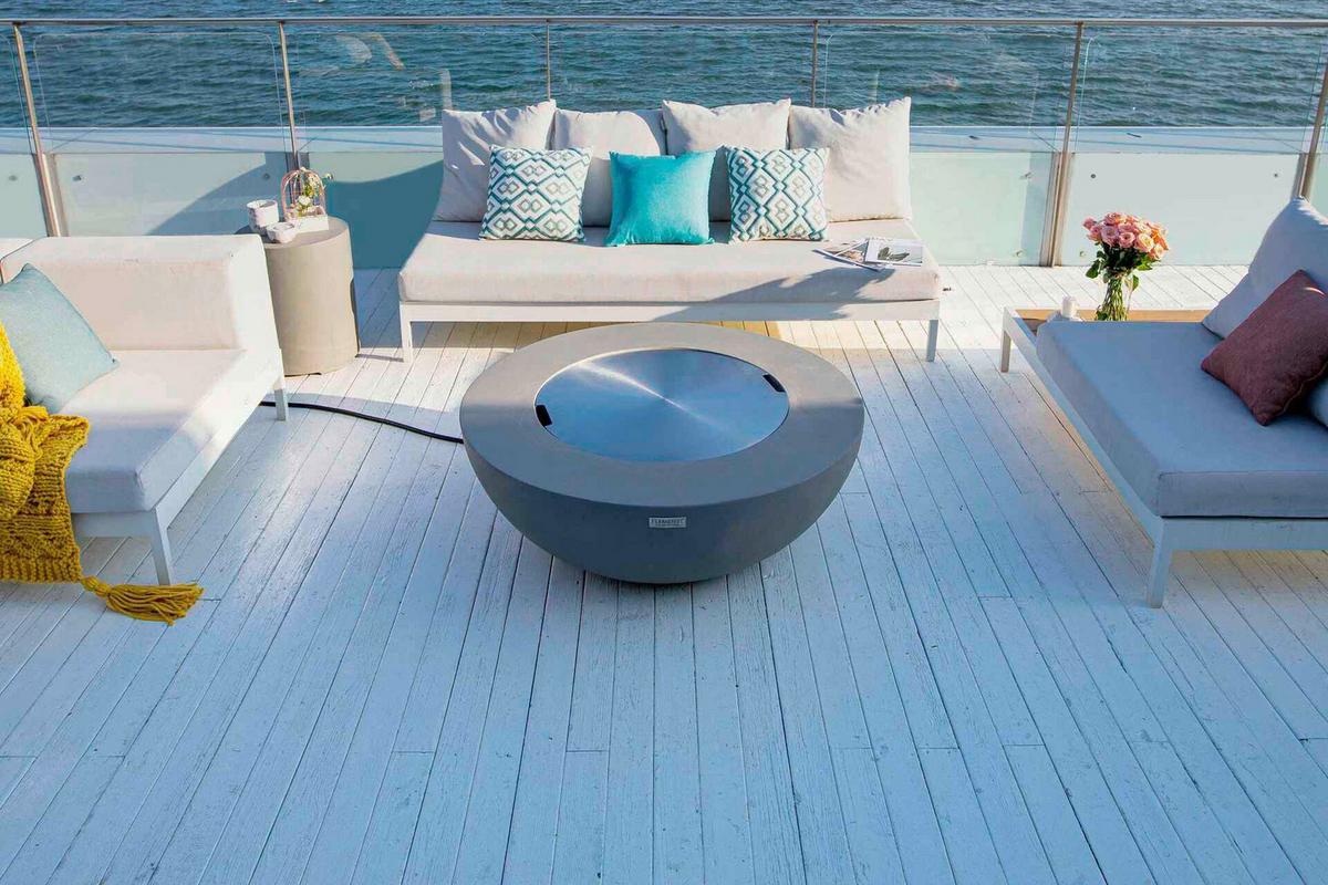 Feuerstelle Lunar Hellgrau - Hellgrau, Basics, Stein/Metall (107/40cm) - Gardenson