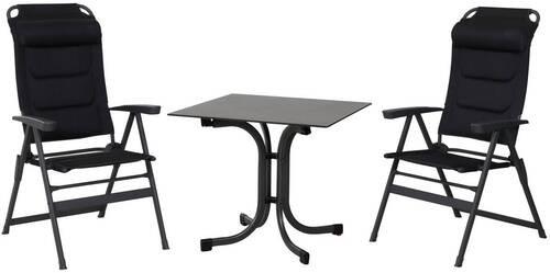 Gartengarnitur 3-tlg. Anthrazit/Schwarz - Anthrazit/Schwarz, KONVENTIONELL, Kunststoff/Textil - Siena Garden