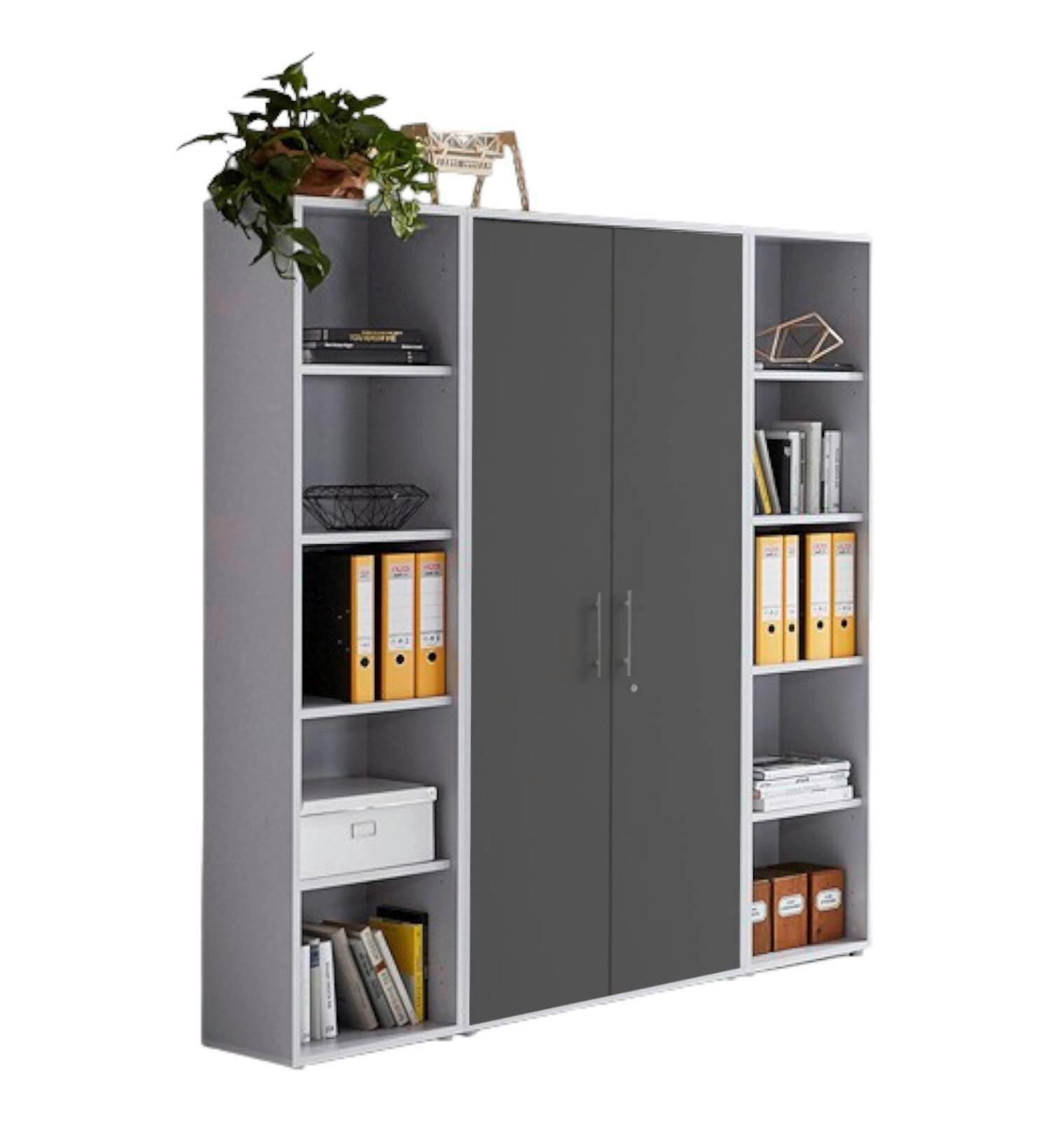 AKTENSCHRANK OFFICE EDITION - SW SET 3 - Anthrazit/Hellgrau, MODERN, Holzwerkstoff (172,6/185,6/33cm) - MID.YOU