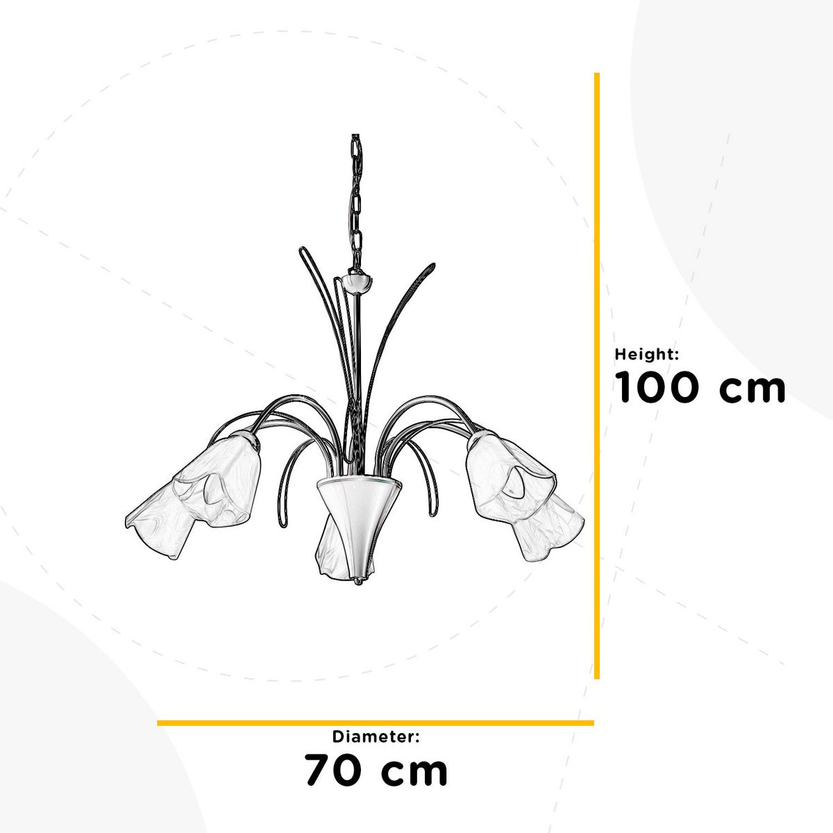 Kronleuchter Antron Weiß max. 6 Watt - Weiß, KONVENTIONELL, Glas/Metall (70/100cm)