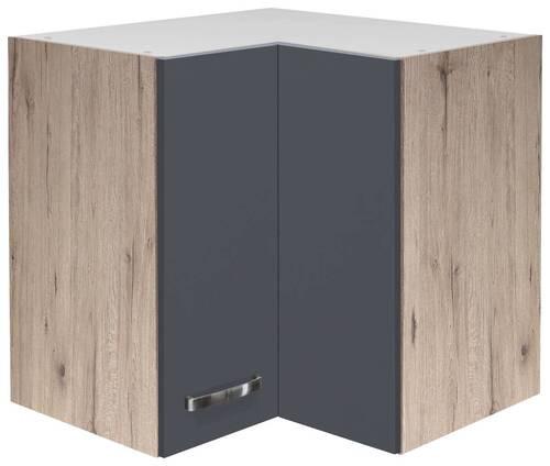 Corp superior pe colț SHADOW   HE60 - gri închis/stejar San Remo, Modern, material pe bază de lemn (60/54/32cm)