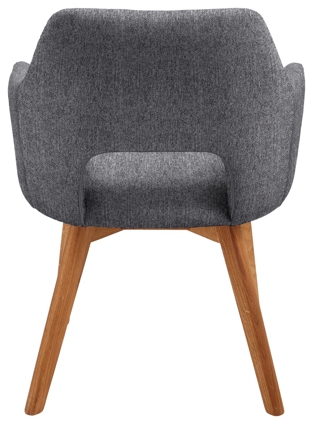 KRZESŁO Z PODŁOKIETNIKAMI EVITA - kolor dębowy/antracytowy, Design, drewno/tkanina (57/84/57cm) - Voleo