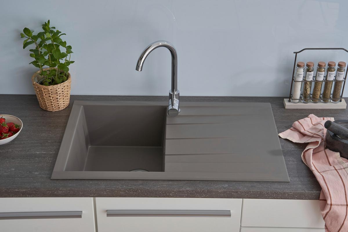 Einbauspüle Houston ca. 80x21x50 cm Grau - Grau, Trend, Glas/Kunststoff (80/21/50cm) - Respekta