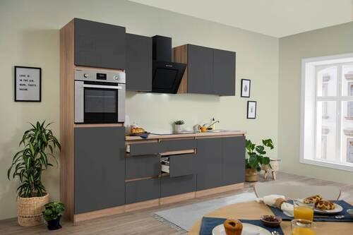 Küchenblock Premium Grau/Eiche B: ca. 270 cm - Eichefarben/Grau, MODERN, Holzwerkstoff (270cm) - Respekta