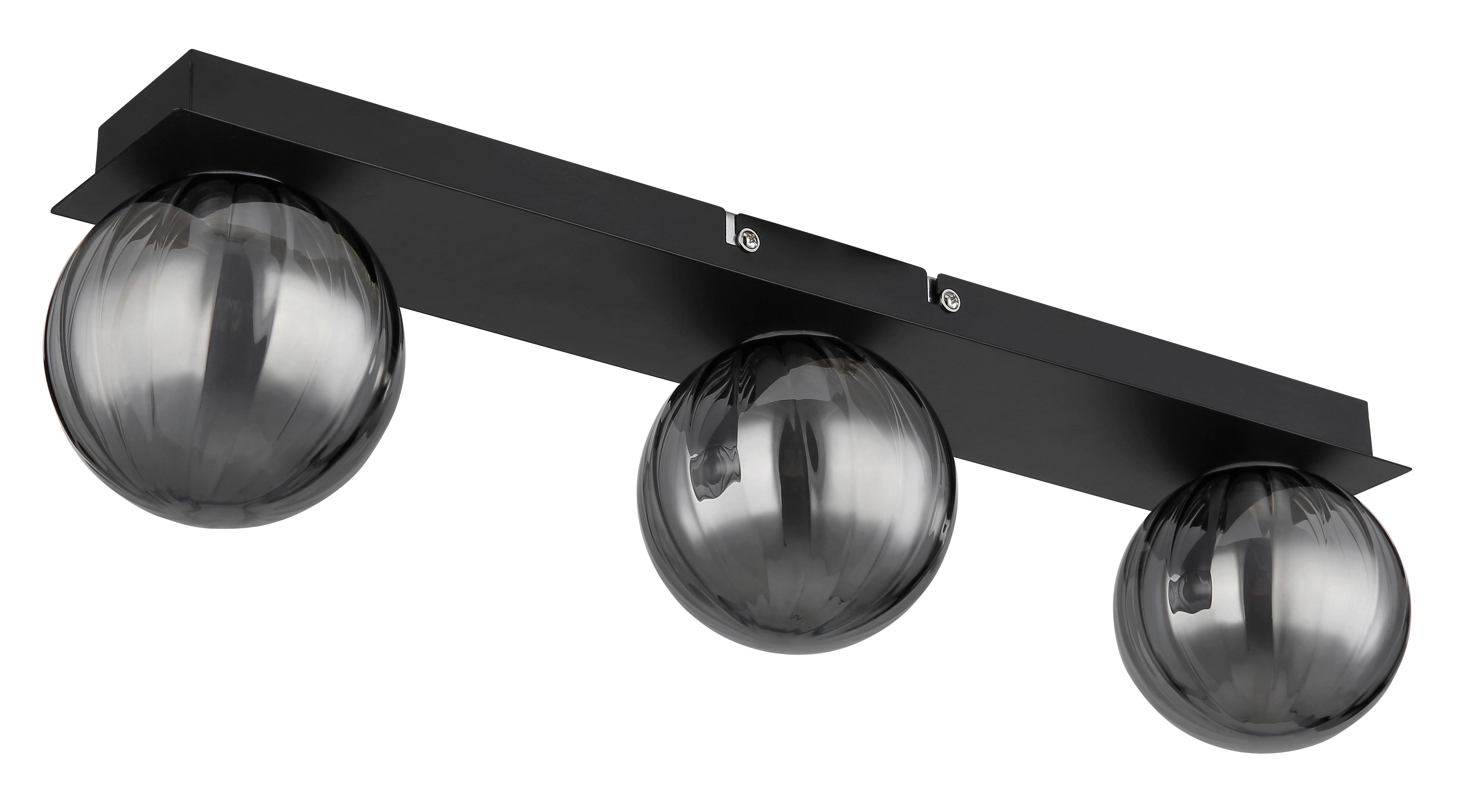 Badezimmer-Deckenleuchte Ander Schwarz max. 10 Watt - Schwarz, Design, Glas/Metall (50/10/12,5cm) - Globo