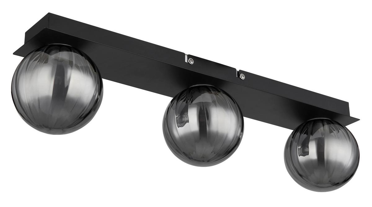 Badezimmer-Deckenleuchte Ander Schwarz max. 10 Watt - Schwarz, Design, Glas/Metall (50/10/12,5cm) - Globo