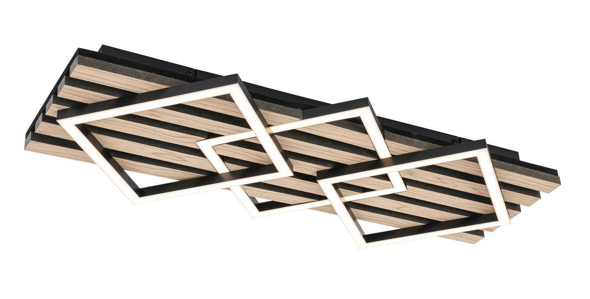 LAMPA SUFITOWA LED CORBY *SBN* - kolor dębowy/czarny, Basics, materiał drewnopochodny/tworzywo sztuczne (63/29/7,5cm) - Novel