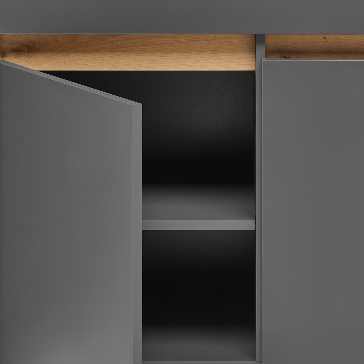Sideboard Pepe Graphitfarben/Eiche Artisan - Graphitfarben/Schwarz, MODERN, Holzwerkstoff/Kunststoff (180/90/40cm) - Mömax