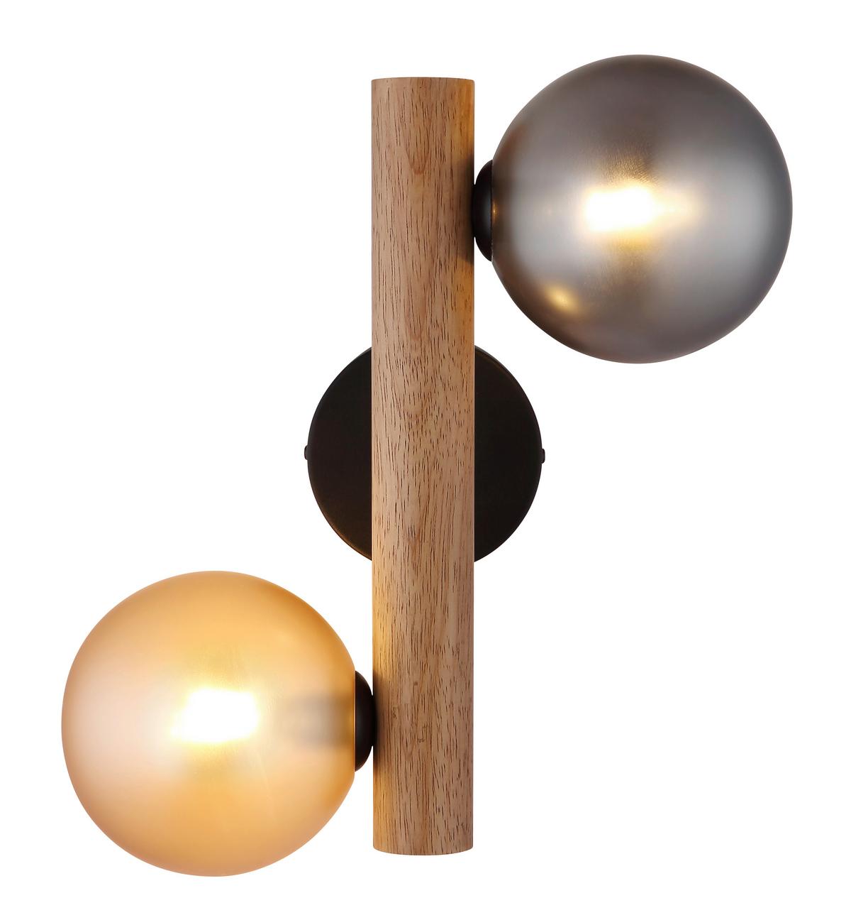 Zidna Svjetiljka Riha - narančasta/tamno smeđa, Basics, staklo/drvo (16,5/32cm) - Globo