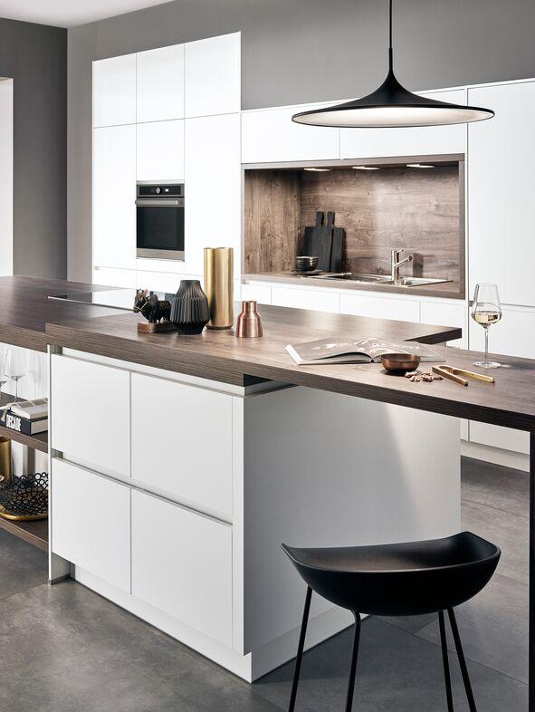 Einbauküche IP3150 in Weiß/Eichefarben - Eichefarben/Weiß, MODERN, Holzwerkstoff - Impuls