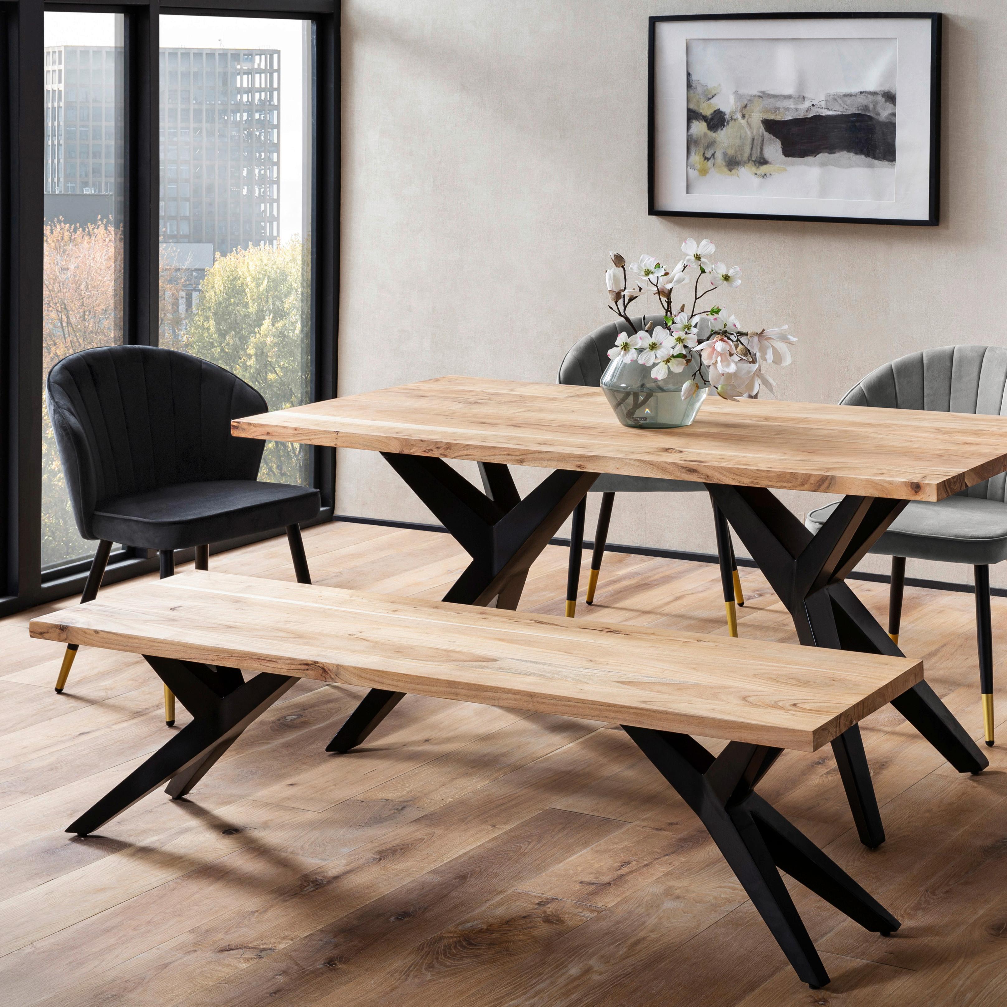 SITZBANK WL7.228 - Schwarz/Akaziefarben, Design, Holz/Metall (160/45/45cm) - Livetastic