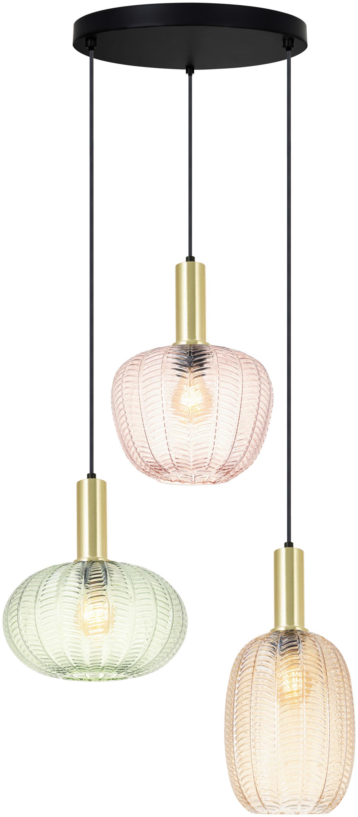 Hängeleuchte Bunti Multicolor max. 25 Watt - Pink/Goldfarben, MODERN, Glas/Metall (45/45/120cm)