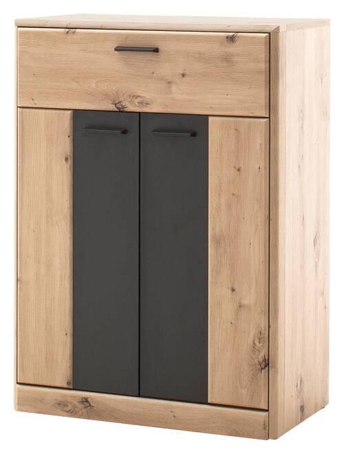 Schuhschrank in Grau/Eichefarben - Eichefarben/Anthrazit, MODERN, Holzwerkstoff/Metall (69/96/39cm) - Premium Living