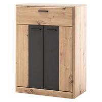 Schuhschrank in Grau/Eichefarben - Eichefarben/Anthrazit, MODERN, Holzwerkstoff/Metall (69/96/39cm) - Premium Living