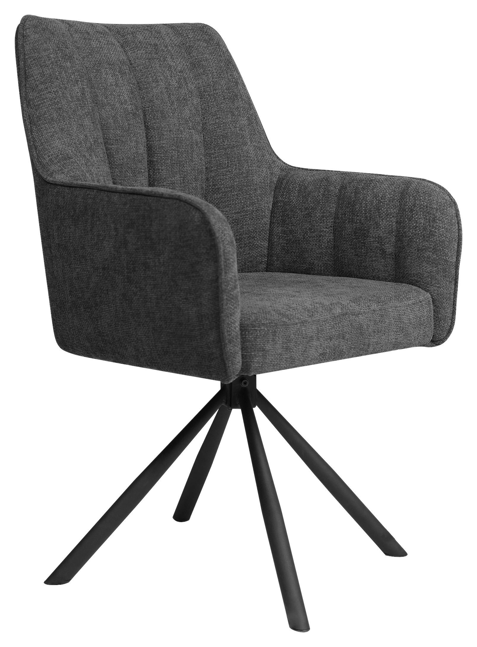KRZESŁO Z PODŁOKIETNIKAMI JOSHUA - czarny/szary, Design, metal/tkanina (58/91/65cm) - Carryhome