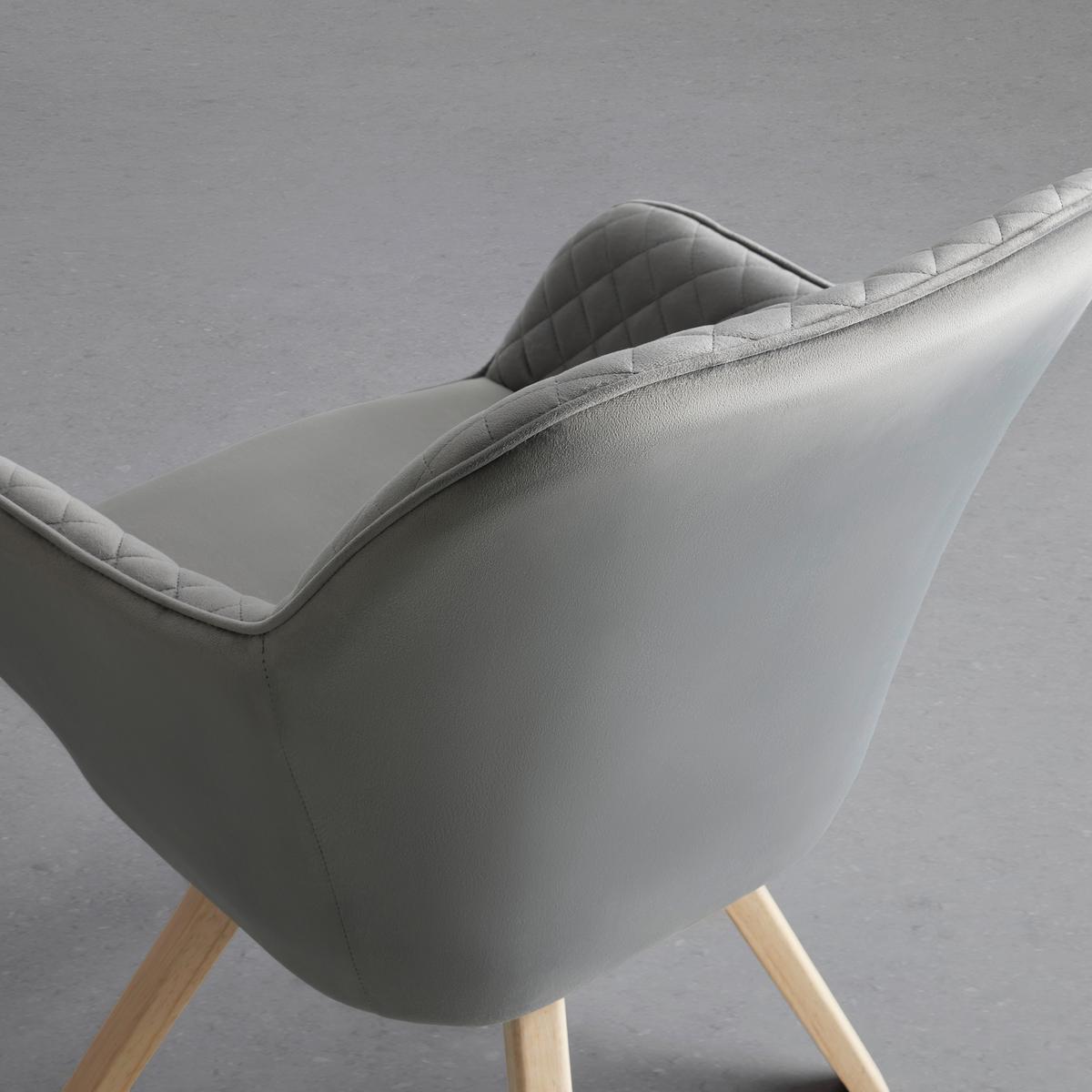 KRZESŁO Z PODŁOKIETNIKAMI BAGO - kolor naturalny/szary, Modern, drewno/tkanina (58/85/57cm) - Mömax