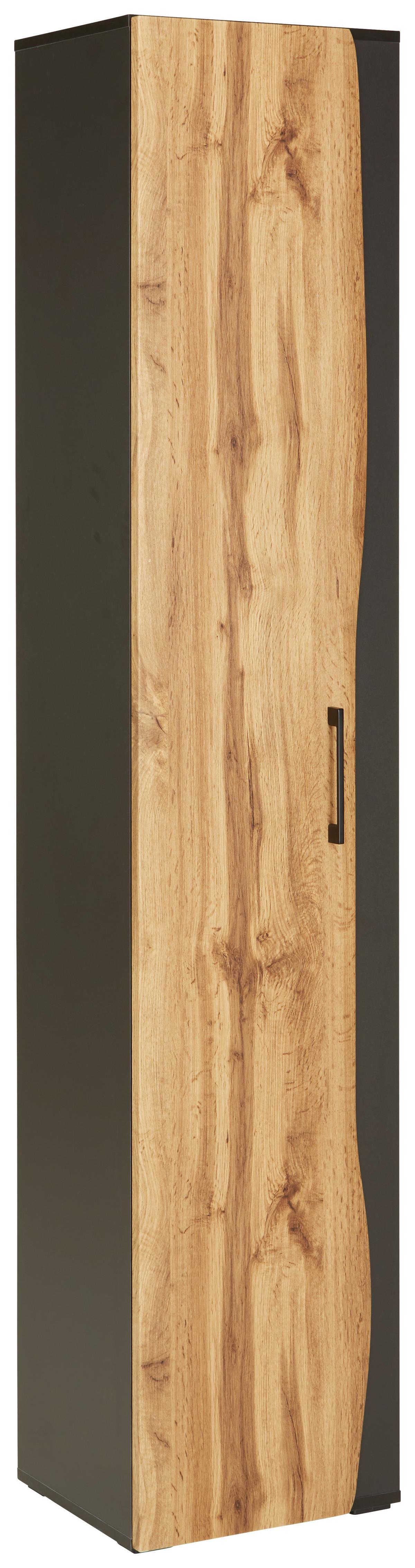 Hochschrank in Eichefarben/Grau - MODERN, Holzwerkstoff/Kunststoff (40/194/35cm) - Premium Living