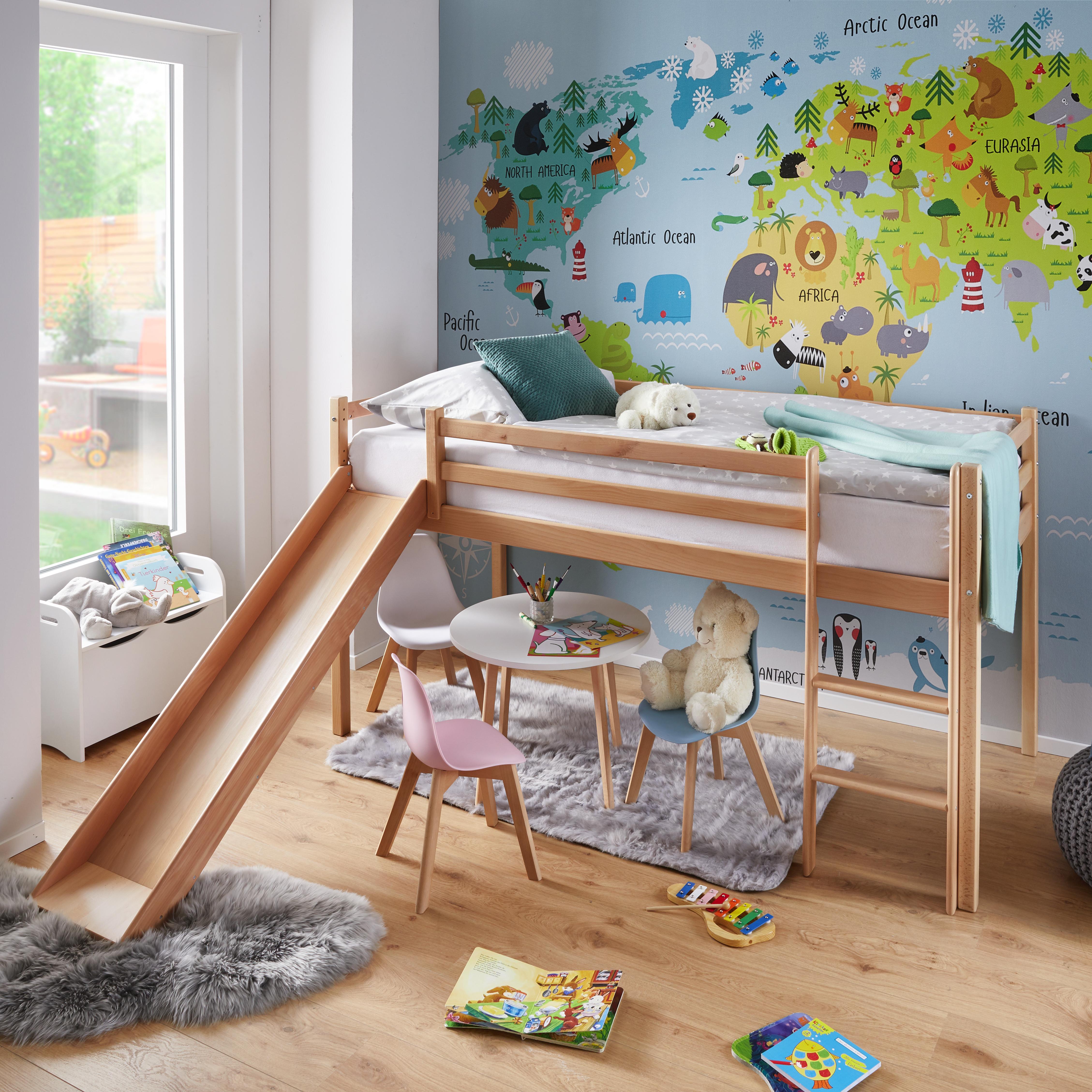 SPIELBETT in Buchefarben 'Toby' - Klar, MODERN, Holz (207/218/110cm) - Bessagi Kids