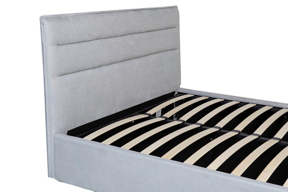 Polsterbett Sienna Hellgrau ca. 160x200cm - Hellgrau/Schwarz, LIFESTYLE, Holz/Kunststoff (160/200cm) - Based