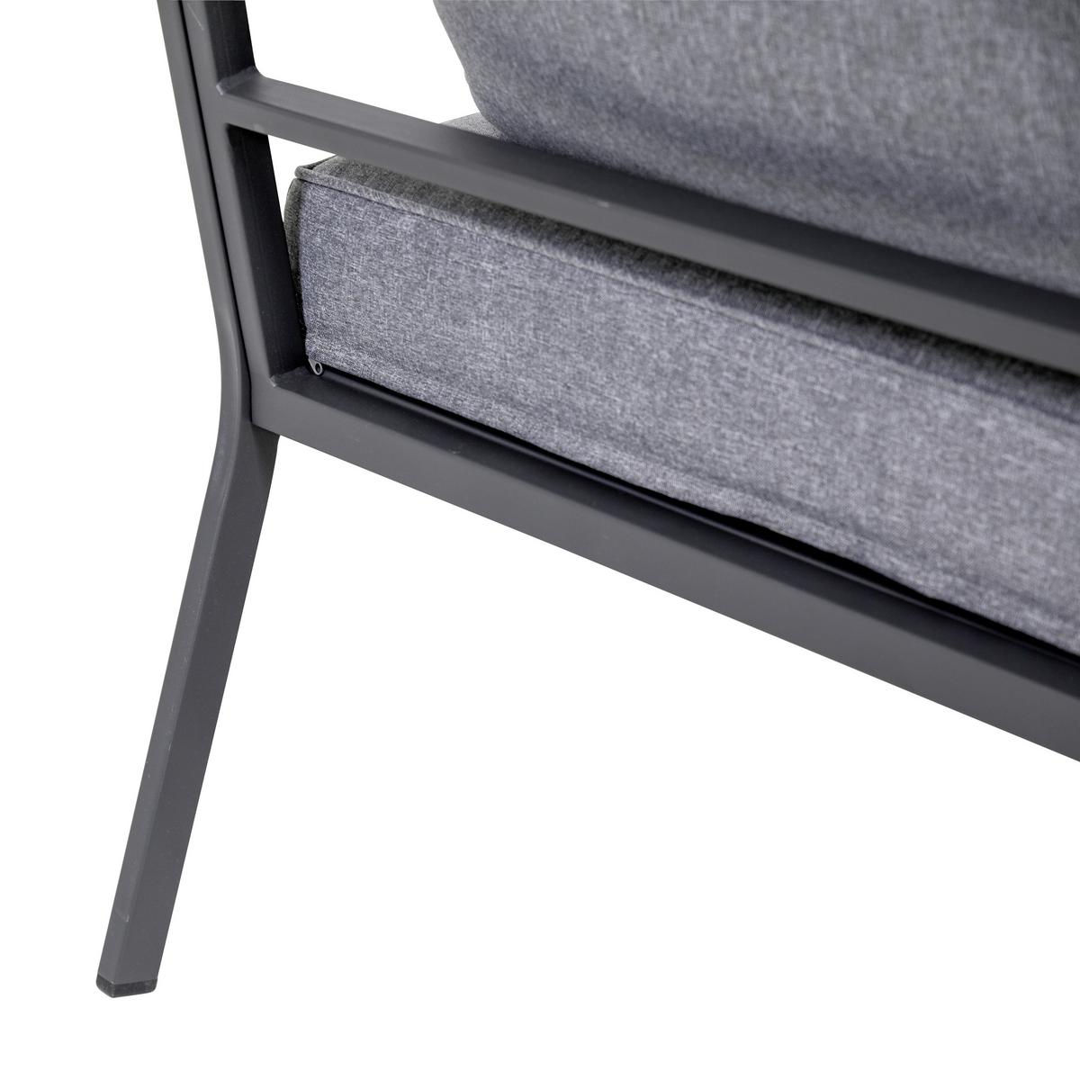 Loungegarnitur 4-tlg Amsterdam aus Aluminium mit Glasplatte - Anthrazit, Basics, Glas/Textil (131,5/77/72cm) - Gardenson