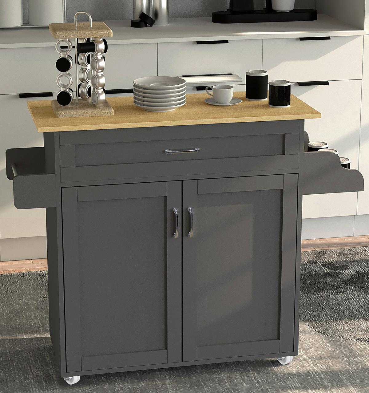 SERVIERWAGEN PASTANO - Honigeiche/Anthrazit, Basics, Holzwerkstoff/Kunststoff (114/89/39cm) - MID.YOU