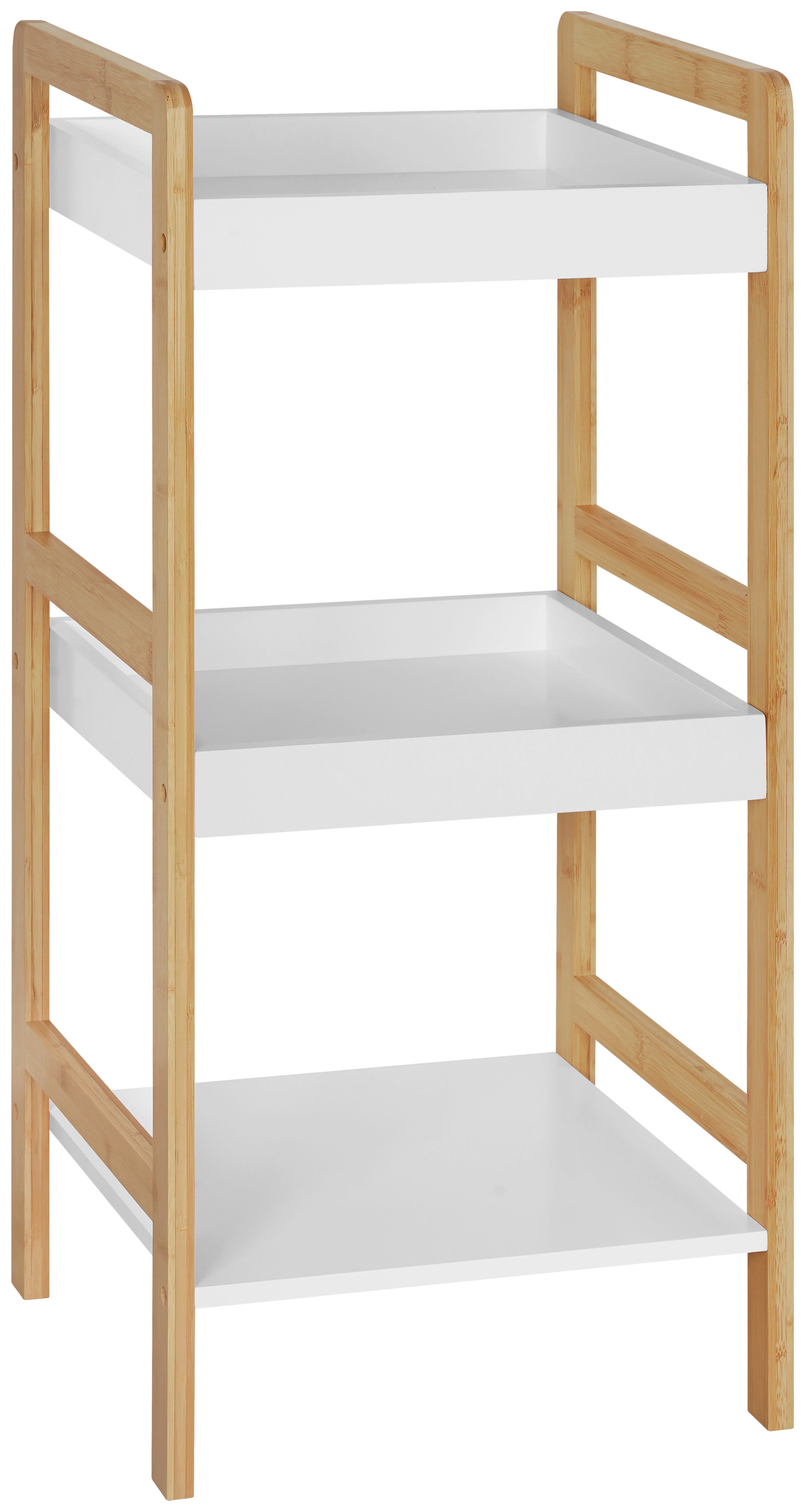 Etajeră LIANE 3 - alb/culoare natur, Modern, materiale naturale/material pe bază de lemn (36/80/33cm) - Modern Living