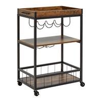 Servierwagen Madras Naturfarben/Schwarz - Schwarz/Naturfarben, MODERN, Holzwerkstoff/Kunststoff (67/88/39,5cm) - Mömax