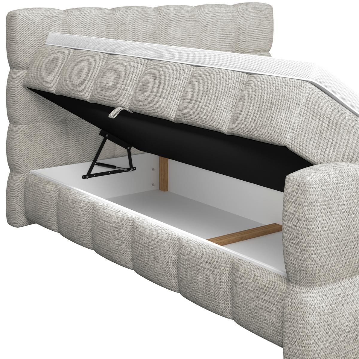 Postelja Boxspring Brisbane, Ekru Barva, 180x200 - črna/ekru, Trend, umetna masa/tekstil (180/200cm) - Premium Living