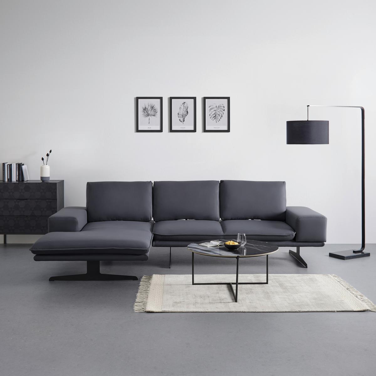 Sedežna Garnitura Larissa, Oblika L - siva/črna, Moderno, kovina/tekstil (290/82/160cm) - Bessagi Home