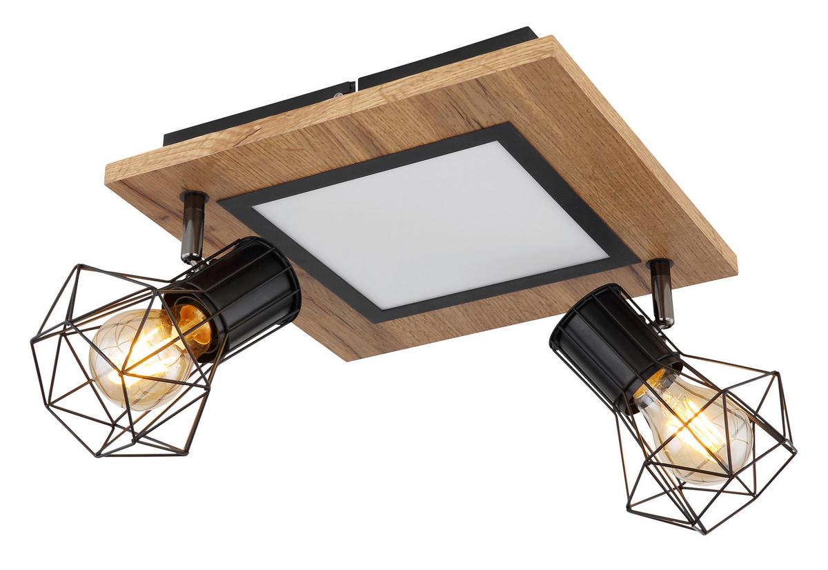 Stropni Reflektor Priska - črna/opal, Natur, kovina/umetna masa (30/30/22,5cm) - Globo