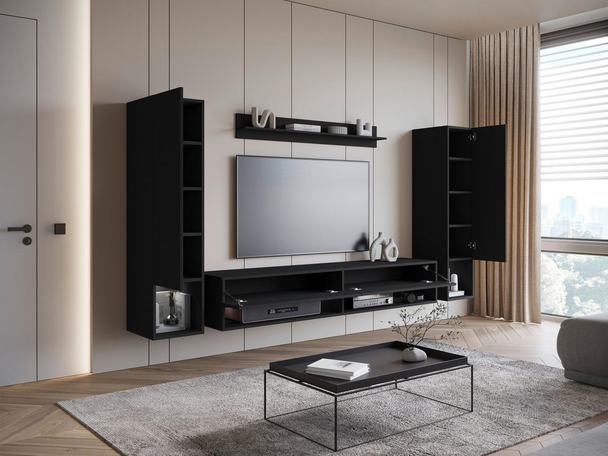 Dnevni Regal Amadeo 2, Črna, 4-Delno - črna, Basics, leseni material (245/130/32cm) - P & B