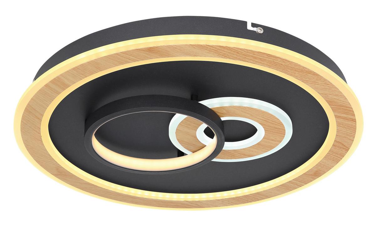 LED-Deckenleuchte Chessy in Opal/Schwarz max. 50 Watt - Opal/Schwarz, Design, Kunststoff/Metall (50/7cm) - Globo
