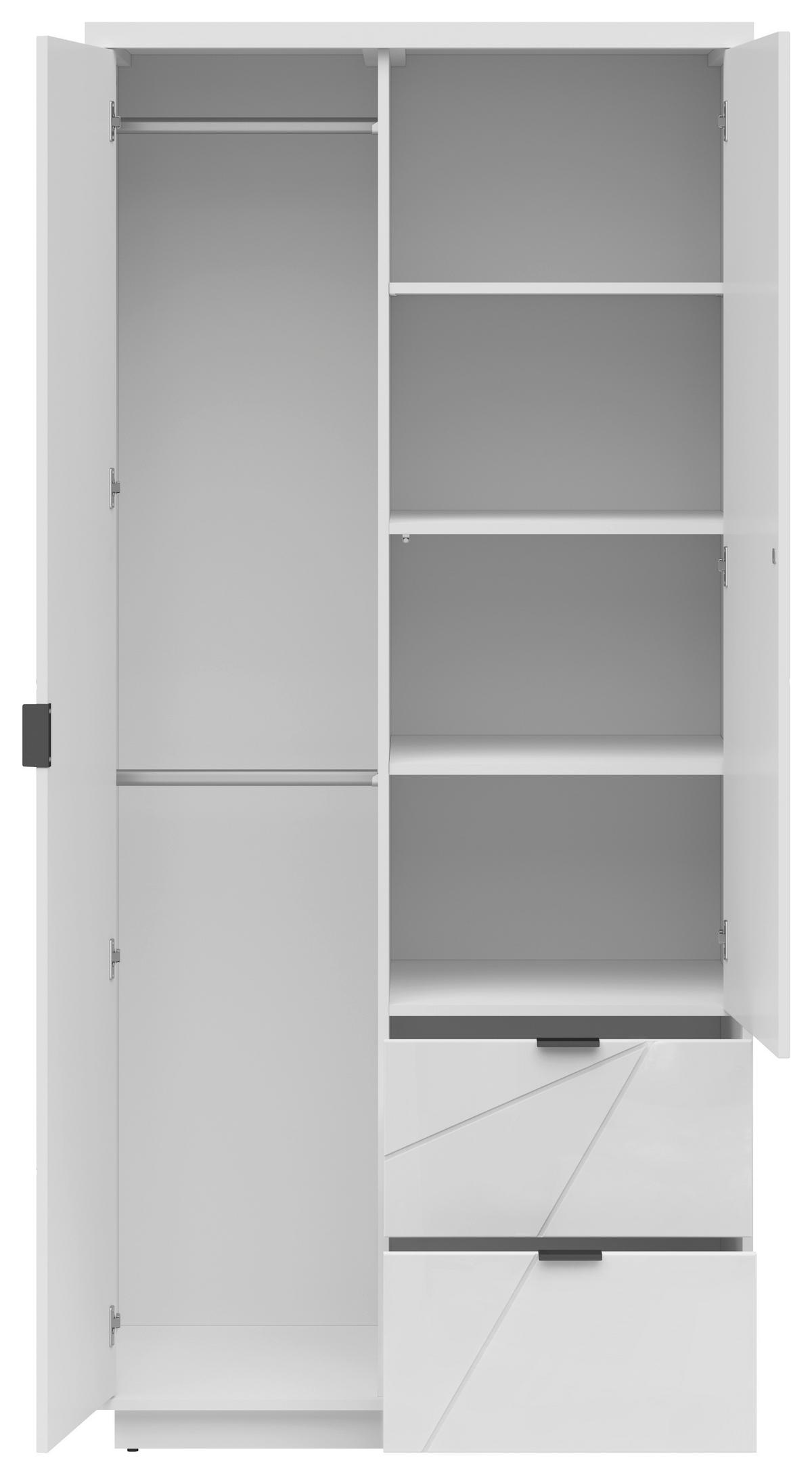 Ormar S Klasičnim Vratima Forn - bijela/bijela visoki sjaj, Moderno, drvni materijal/metal (94/200,5/56,5cm) - Modern Living