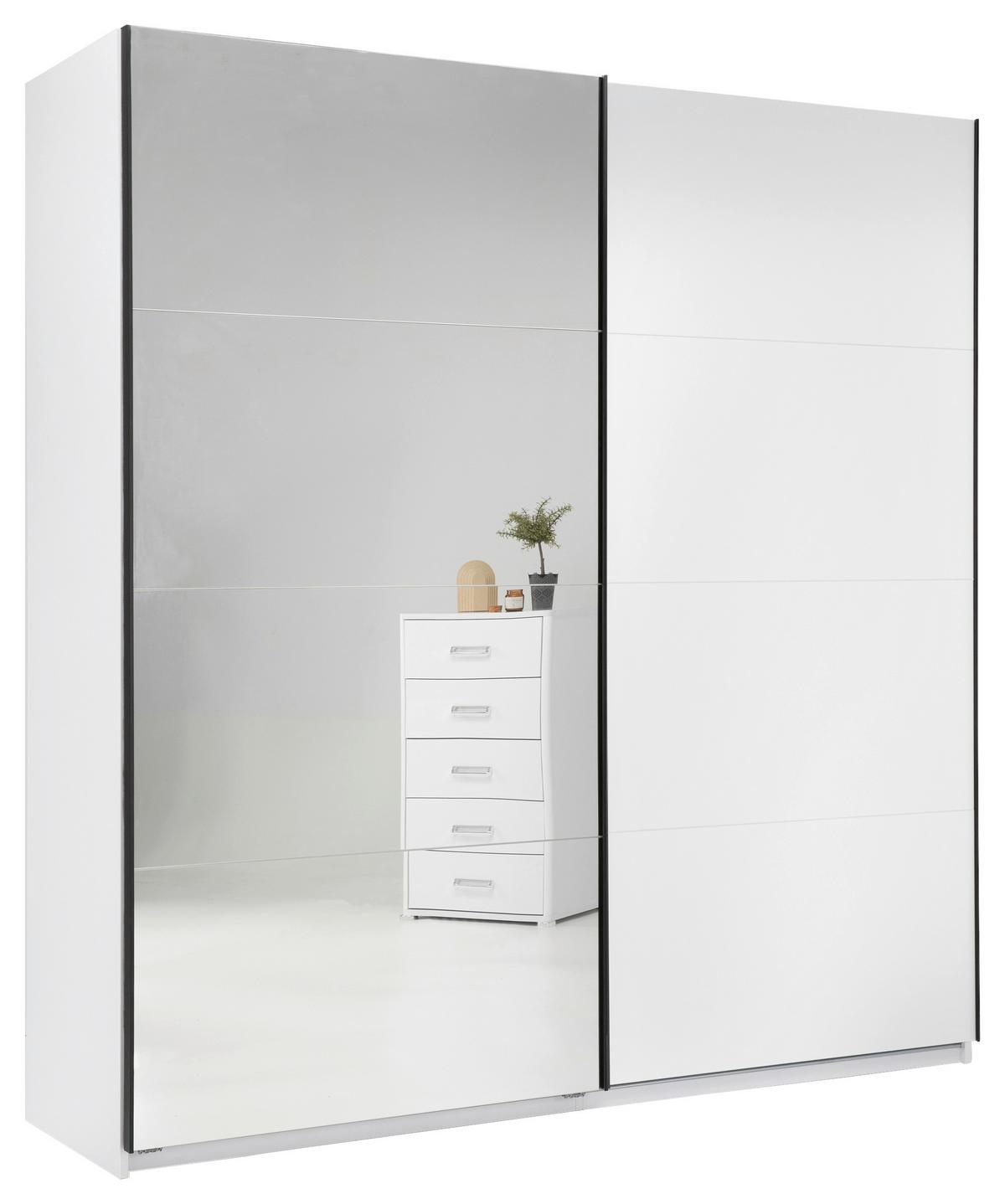 Schwebetürenschrank Family Weiß Hochglanz - Weiß Hochglanz/Schwarz, MODERN, Holzwerkstoff/Metall (200/212/62cm) - Based