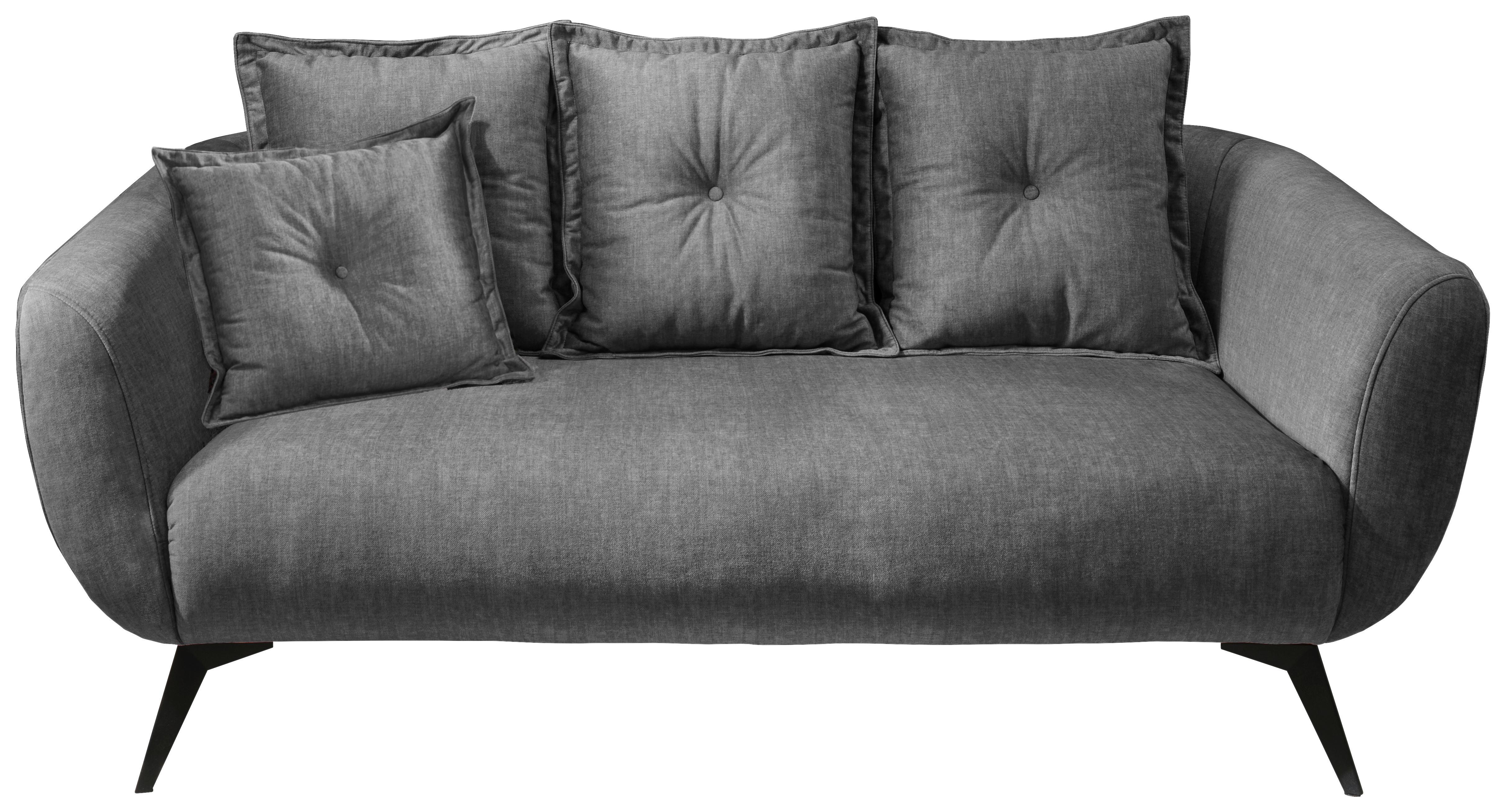 2,5-Sitzer-Sofa Baggio Grau Velours - Schwarz/Grau, MODERN, Holz/Textil (196/94/103cm) - Livetastic