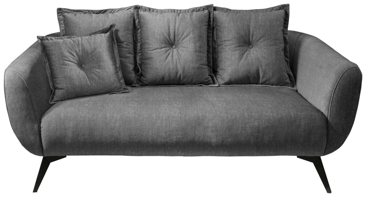 2,5-Sitzer-Sofa Baggio Grau Velours - Schwarz/Grau, MODERN, Holz/Textil (196/94/103cm) - Livetastic