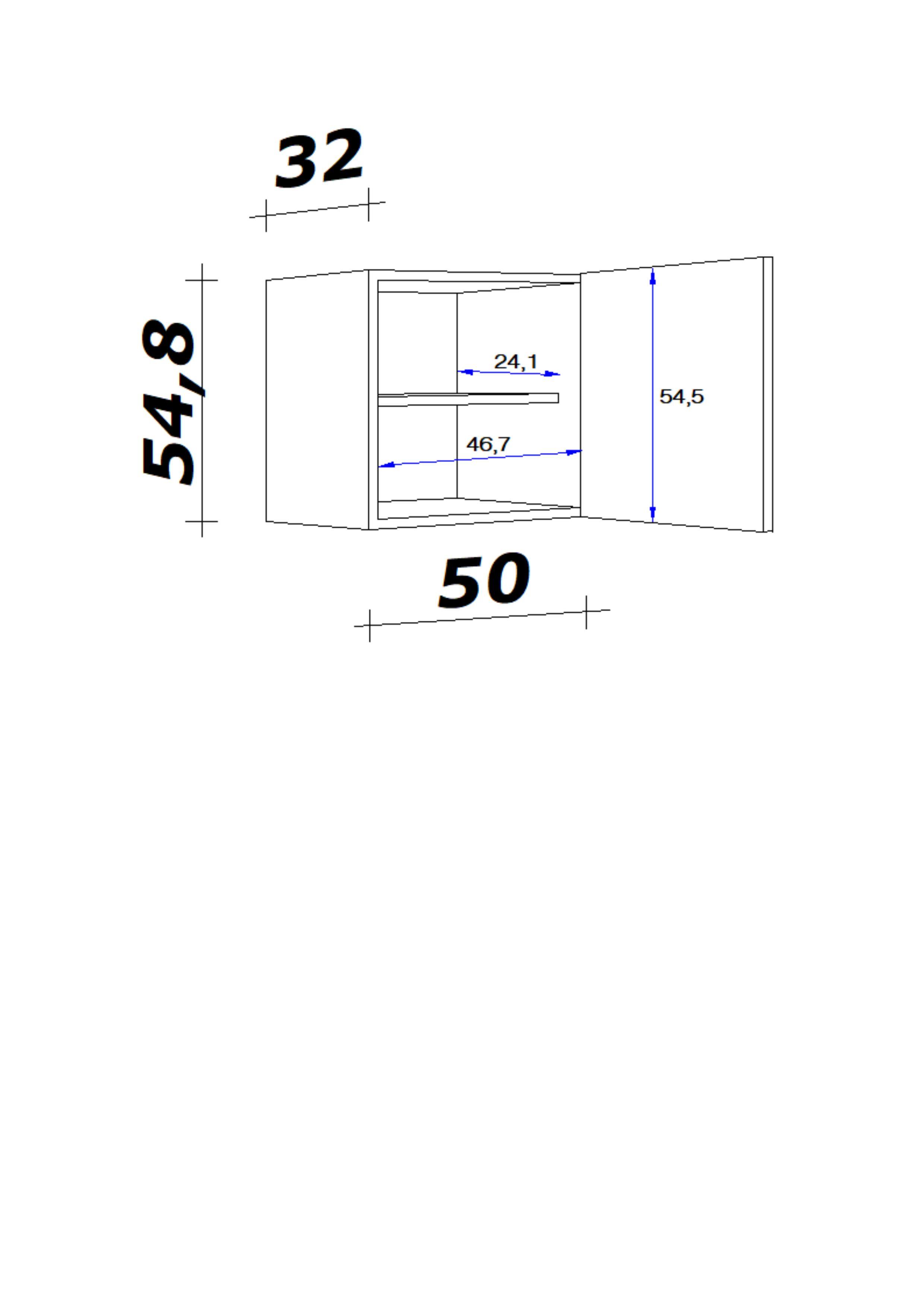 Küchenoberschrank Anthrazit/Eiche - Edelstahlfarben/Eichefarben, MODERN, Holzwerkstoff/Metall (50/54/32cm) - FlexWell