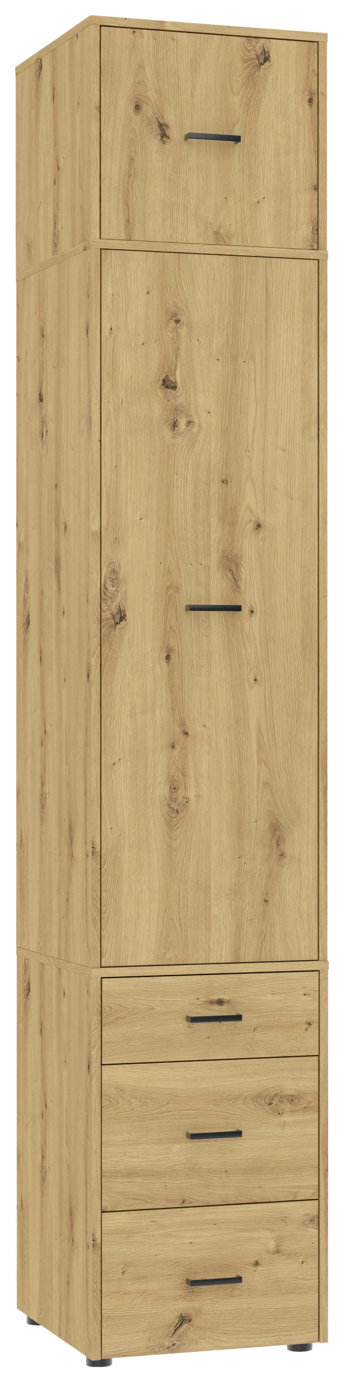 Kleiderschrank Kivo Eiche Artisan - Schwarz/Eiche Artisan, Basics, Holzwerkstoff/Kunststoff (45/239,40/52,1cm) - Based