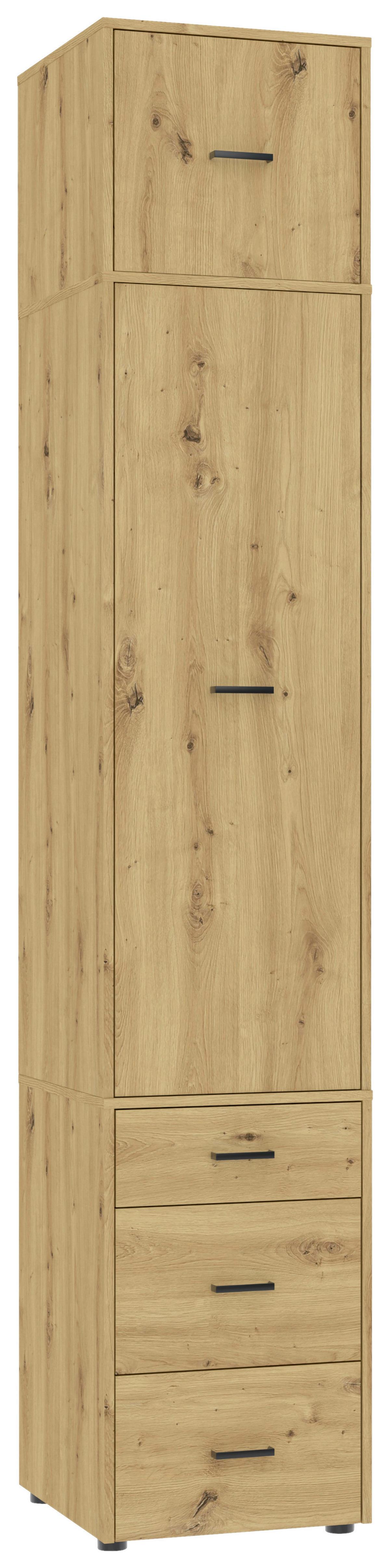Kleiderschrank Kivo Eiche Artisan - Schwarz/Eiche Artisan, Basics, Holzwerkstoff/Kunststoff (45/239,40/52,1cm) - Based