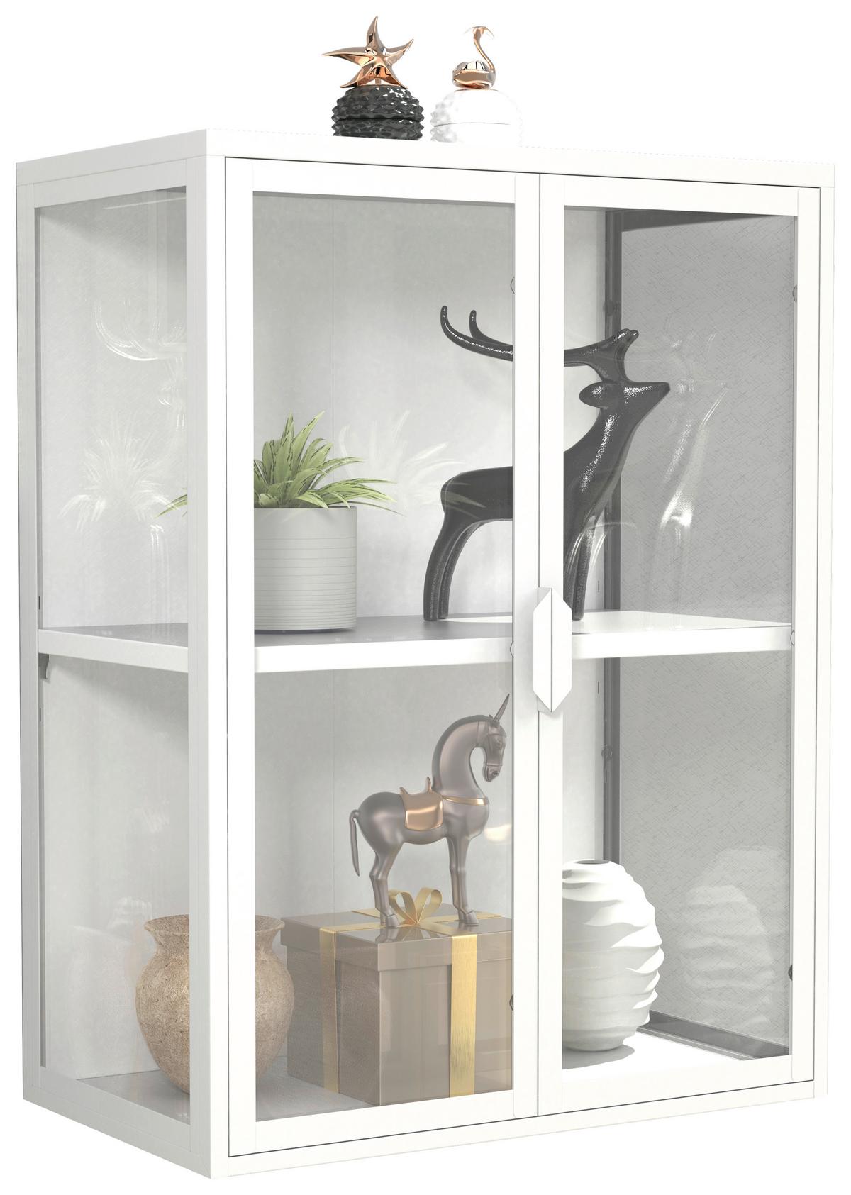 Viseča Vitrina Flokas M, Bela - bela/prosojno, Design, kovina/steklo (60/80/35cm) - MID.YOU