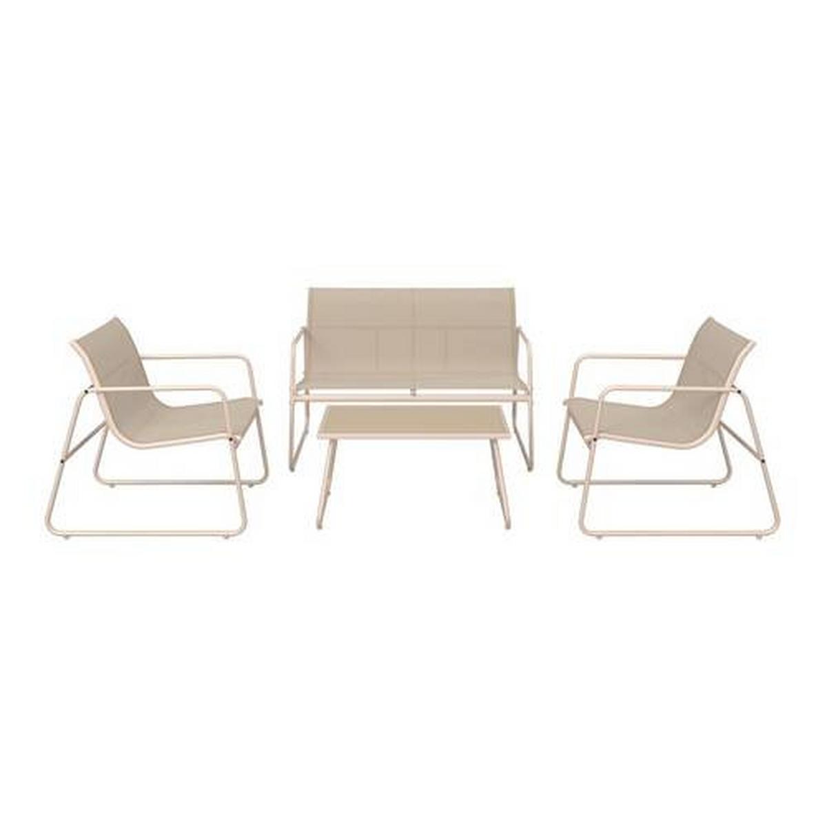 Gartenset Alin Beige, 4-teilig - Creme, MODERN, Glas/Textil (113/73/74cm) - Based