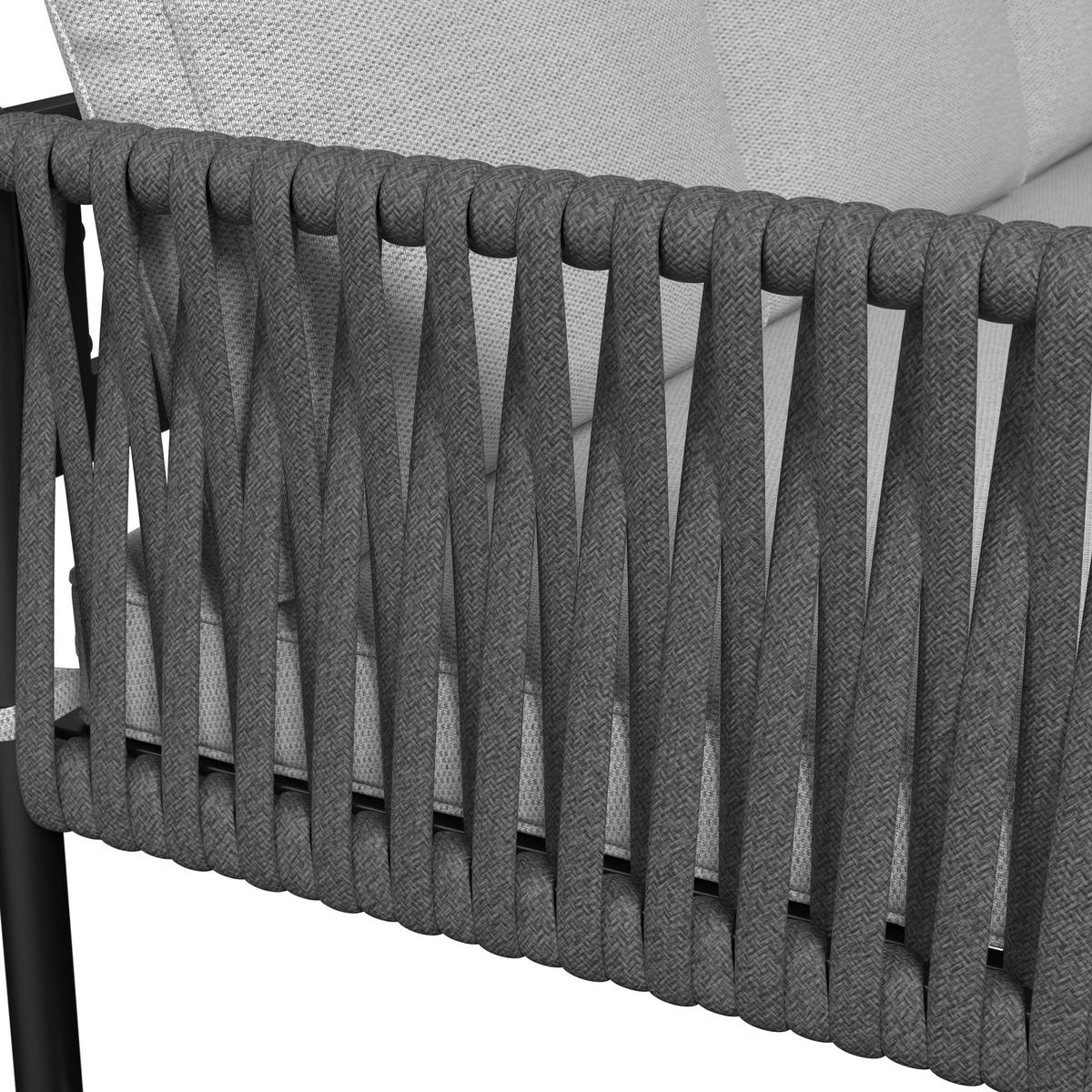 Dining-Loungeset Polly Hellgrau Outdoorstoff/Metall - Dunkelgrau/Hellgrau, MODERN, Kunststoff/Textil - Bessagi Garden