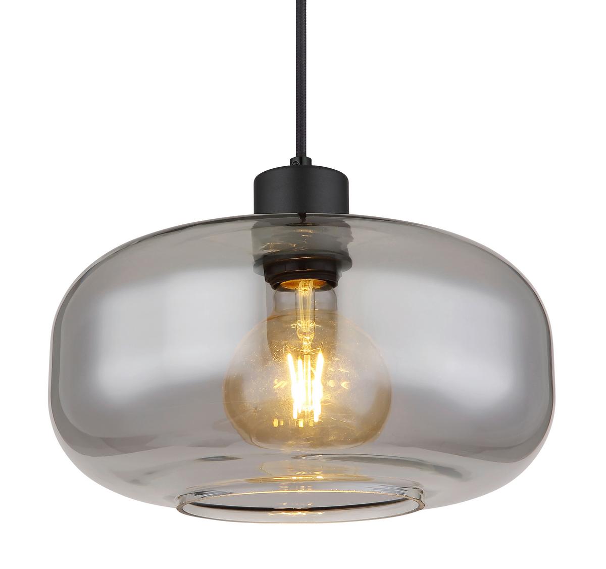 Hängeleuchte Giuseppe Schwarz max. 40 Watt - Schwarz, Basics, Glas/Metall (28/120cm) - Globo