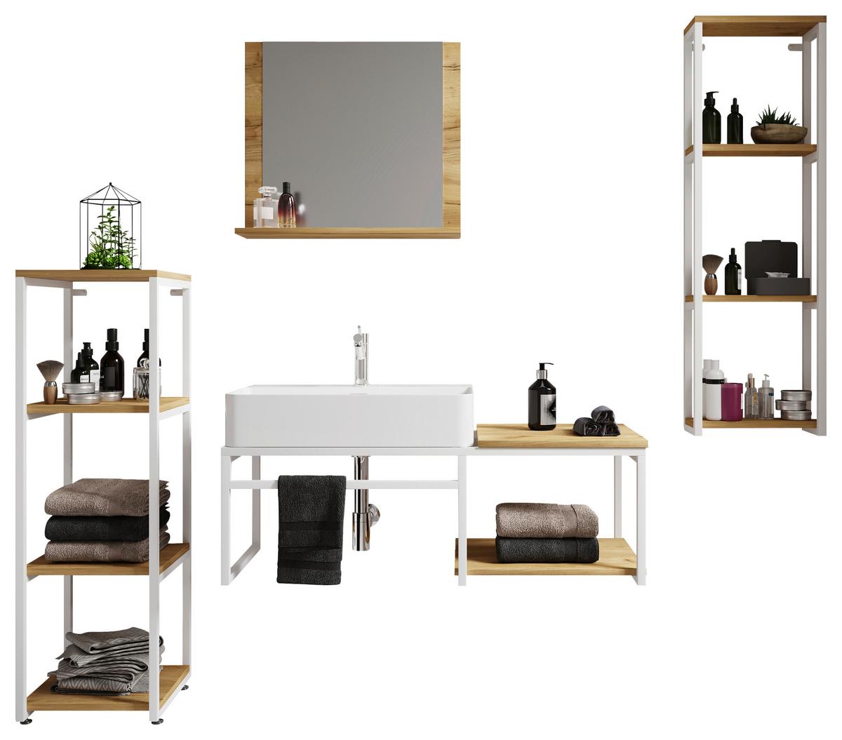 Kopalnica Bitila 100, Bela, Barva Hrasta, 5-Delno - črna/bela, Moderno, kovina/umetna masa (170cm) - MID.YOU